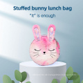 Cartoon Kaninchen -Mittagsbeutel Kinder Lunchtzag Bunte Plüsch großer Kapazität Lunchpaket Tasche